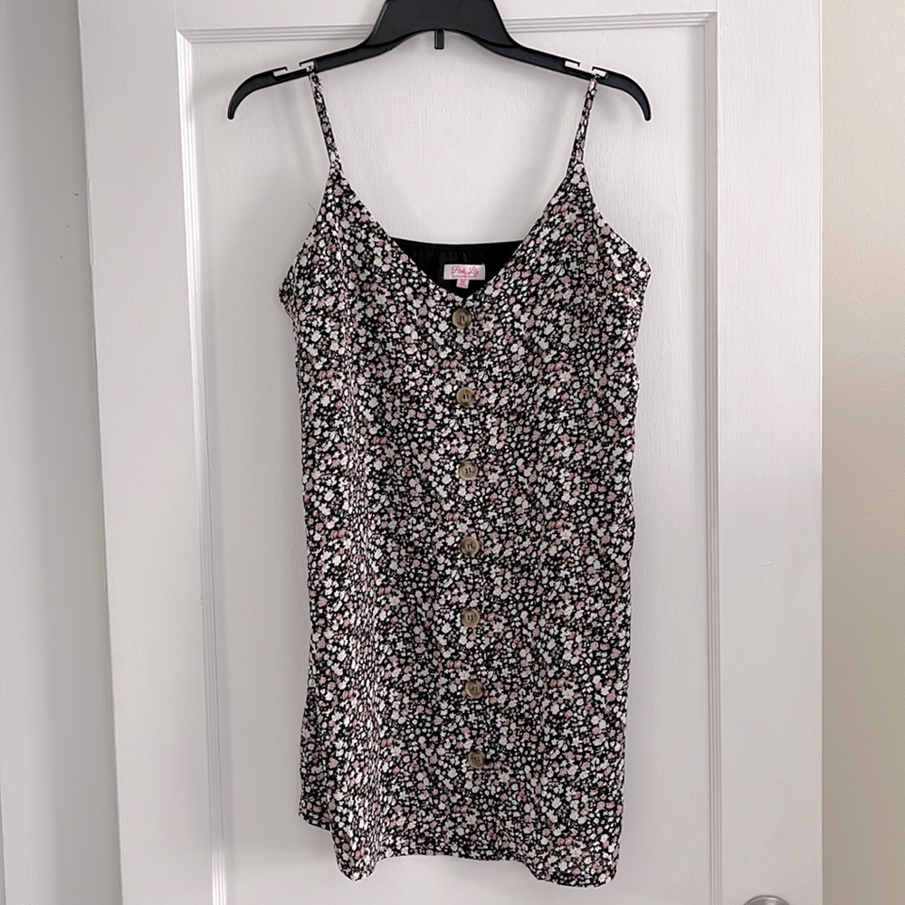 Pink Lily Floral Mini Dress with Pockets